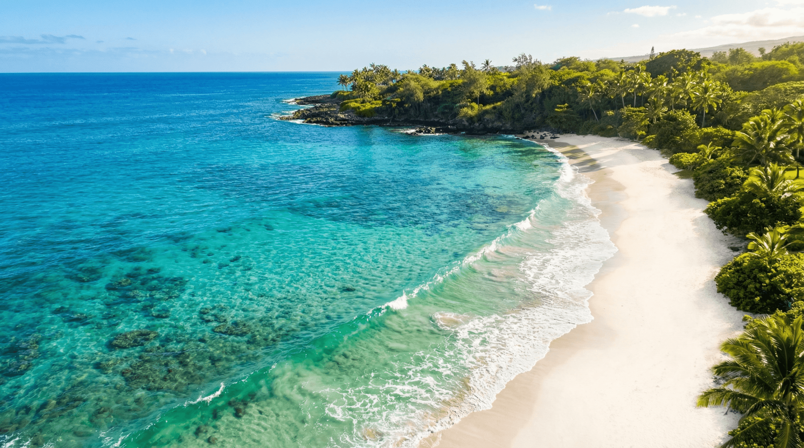 ハワイのエメラルドグリーンの海