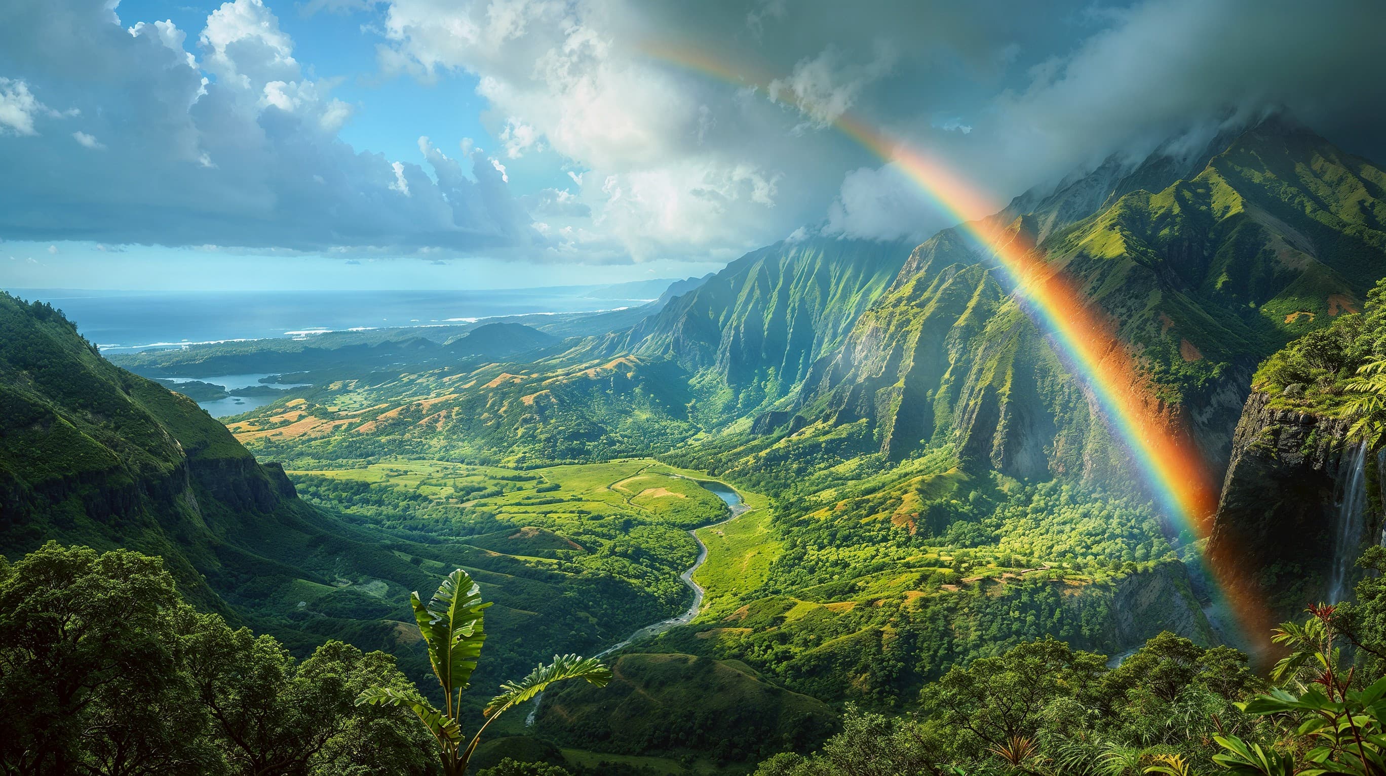 ハワイのヤシの木と夕暮れ